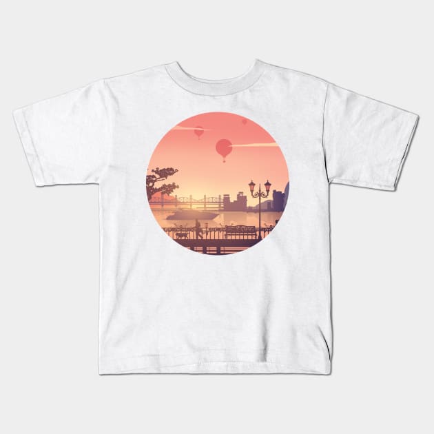 Sunrise city Kids T-Shirt by DenielHast